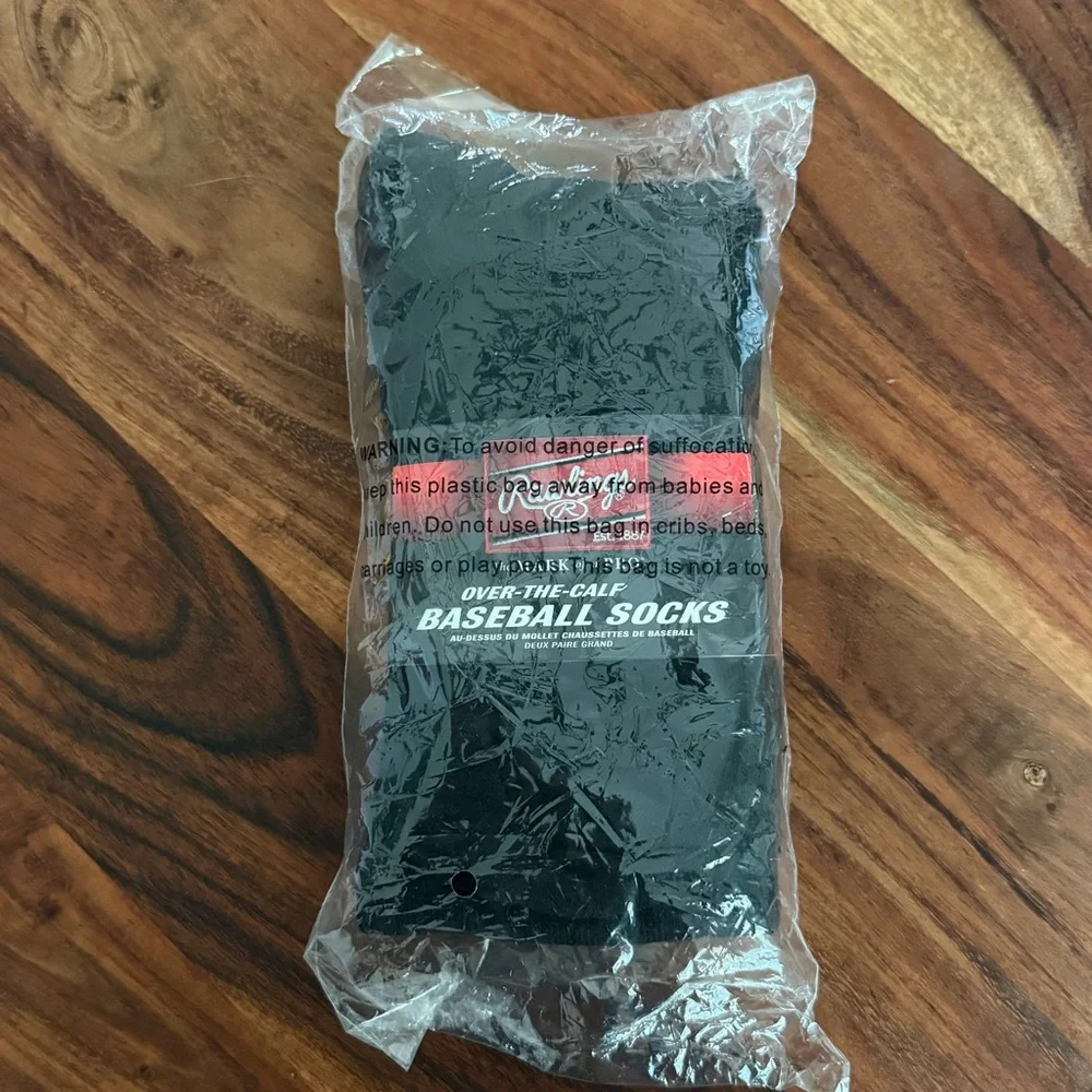 Rawlings Over-The-Calf Baseball Socks‎ Black Large - 2 Pairs